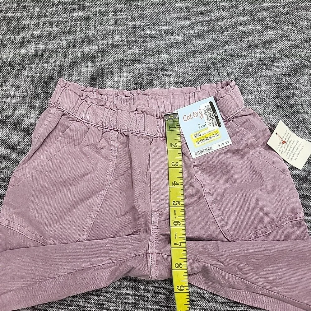 Kids Girls Pull On Utility Pants with Pockets Medium Size 8 Light Plum Purple